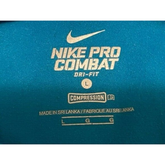Nike Pro Combat Womens Top Size Large Blue Logo Compression Dri Fit Athletic - Picture 6 of 8